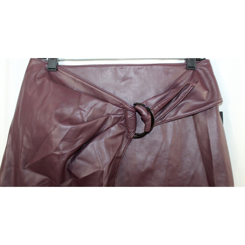 NWT Bailey 44 Womens Dark Red Faux Leather Wrap Skirt S Made in USA - Picture 2 of 5